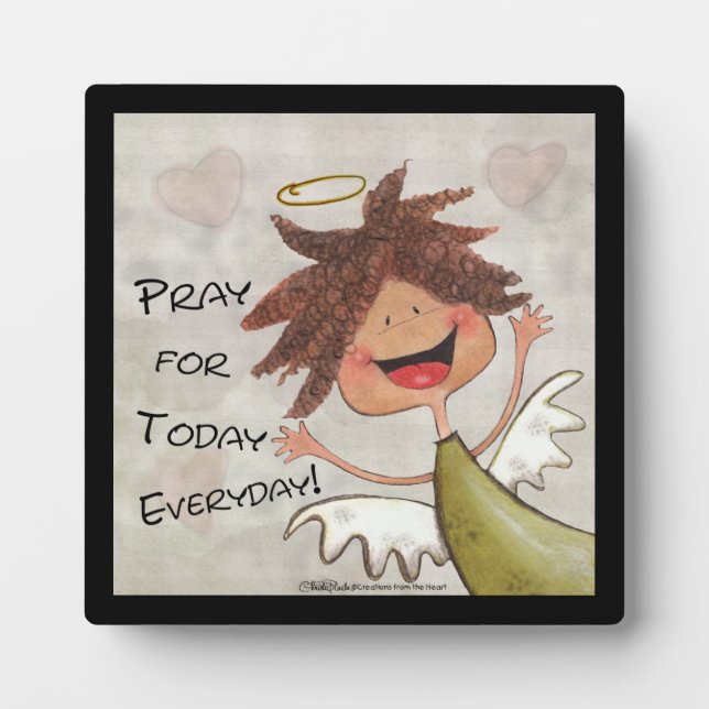 Plaque Photo Curly Haired Angel-Priez pour aujourd'hui, tous le (Devant)