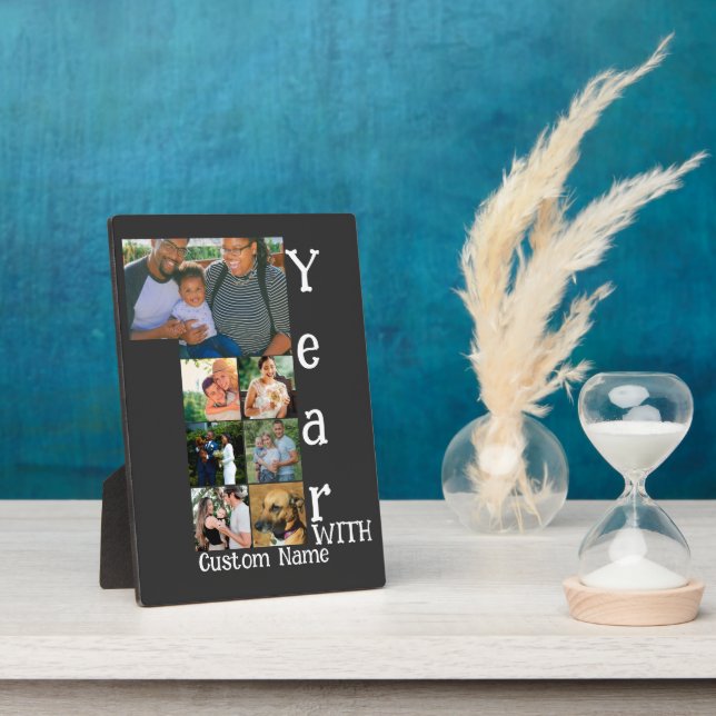 Plaque Photo Custom 1st wedding anniversary 7 photo collage (Côté)