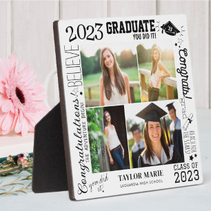 Plaque Photo Custom 4 Collage photo Graduation 2023 Blanc