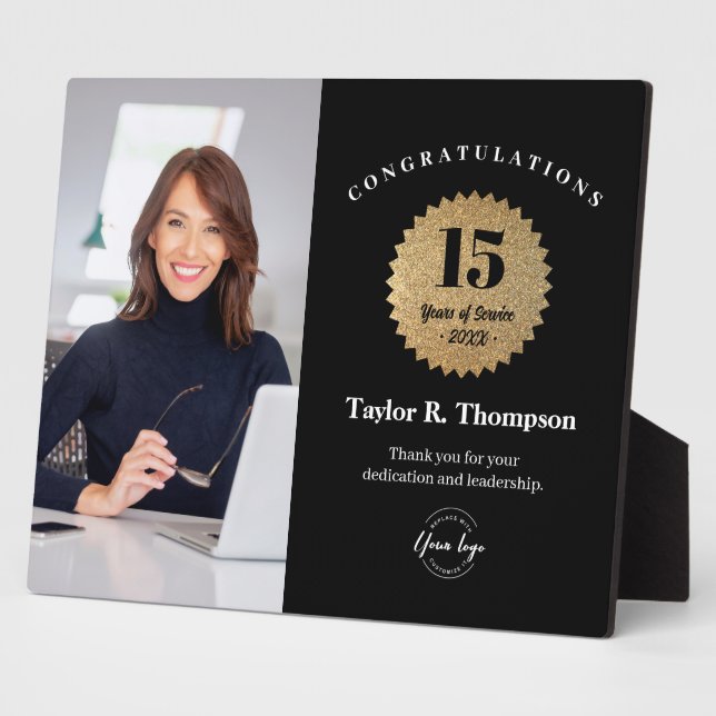 Plaque Photo Custom Employee Recognition Photo 15 Year service  (Côté)