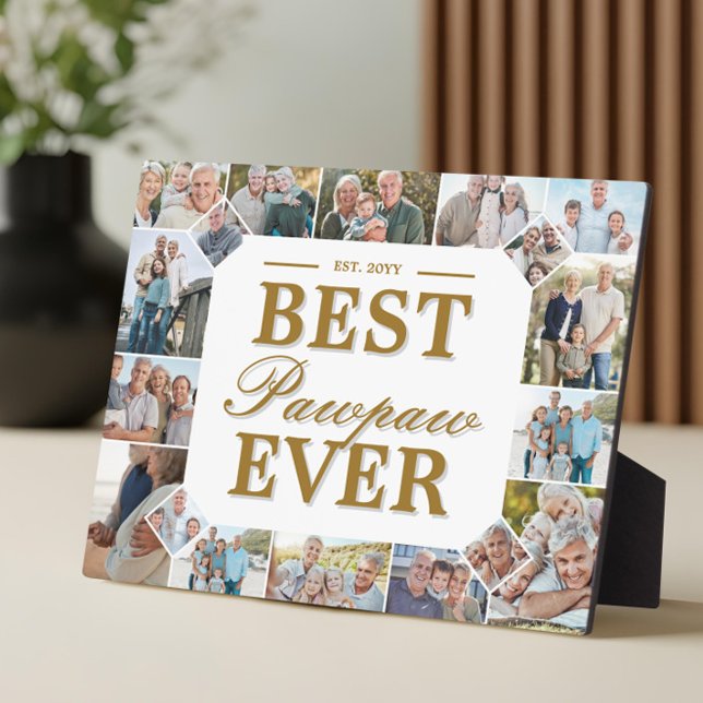 Plaque Photo Custom Gift Best PawPaw Ever Family Photo Collage (Best Pawpaw Ever Father's Day Photo Frame Collage)