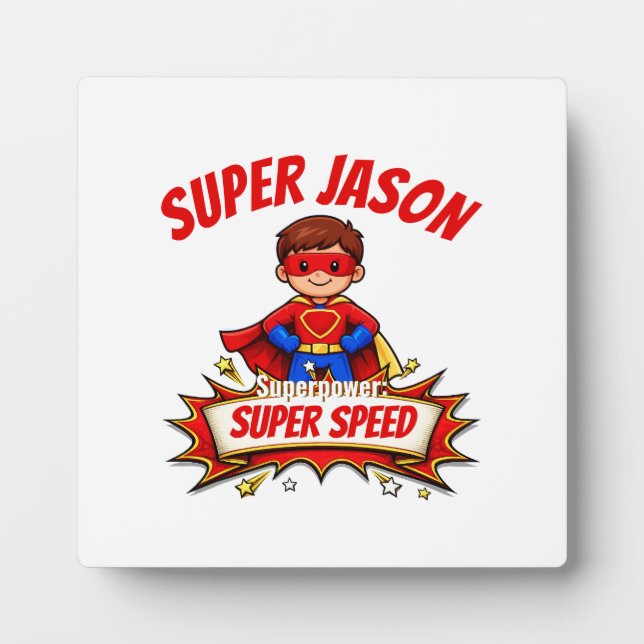 Plaque Photo Custom Kids Superhero Name & Superpower (Devant)