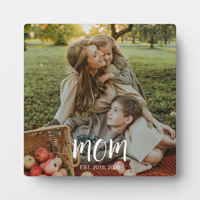 Plaque Photo Custom Mom Established Est. Modern Script Photo (Devant)