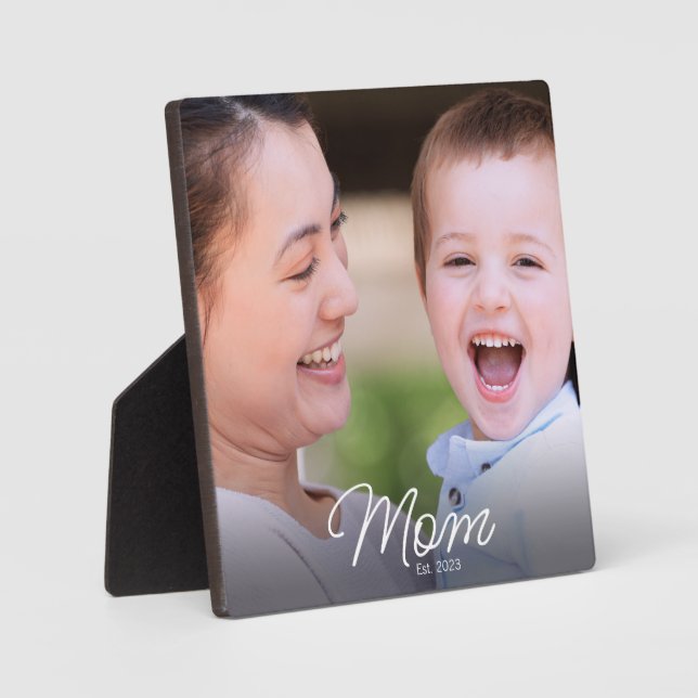 Plaque Photo Custom Mom Established Modern Script Photo (Recto)