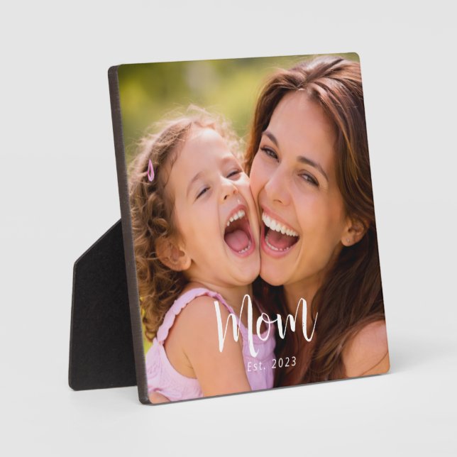 Plaque Photo Custom Mom Established Modern Script Photo (Recto)