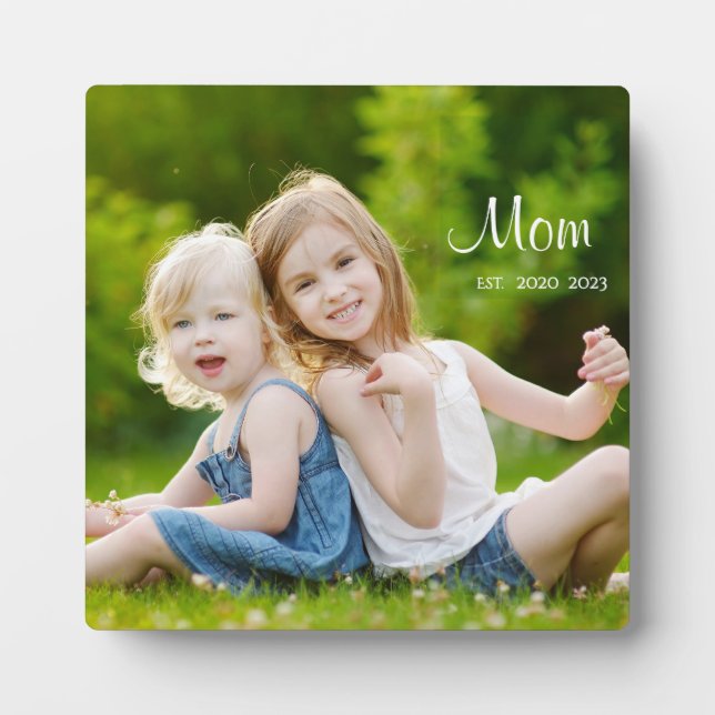 Plaque Photo Custom Mom Established Modern Script Photo (Devant)