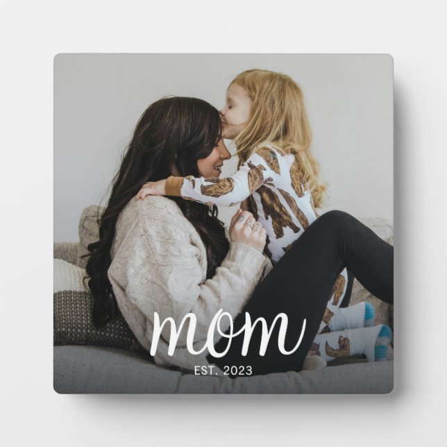 Plaque Photo Custom Mom Established Modern Script Photo (Devant)