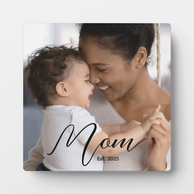 Plaque Photo Custom Mom Established Modern Script Photo (Devant)