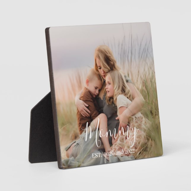 Plaque Photo Custom Mom Established Modern Script Photo  (Recto)