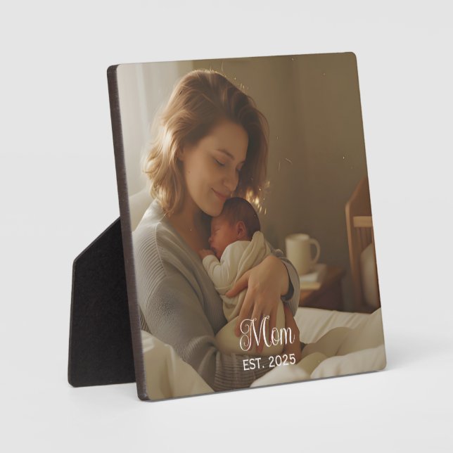 Plaque Photo Custom Mom Established Modern Script Photo (Recto)