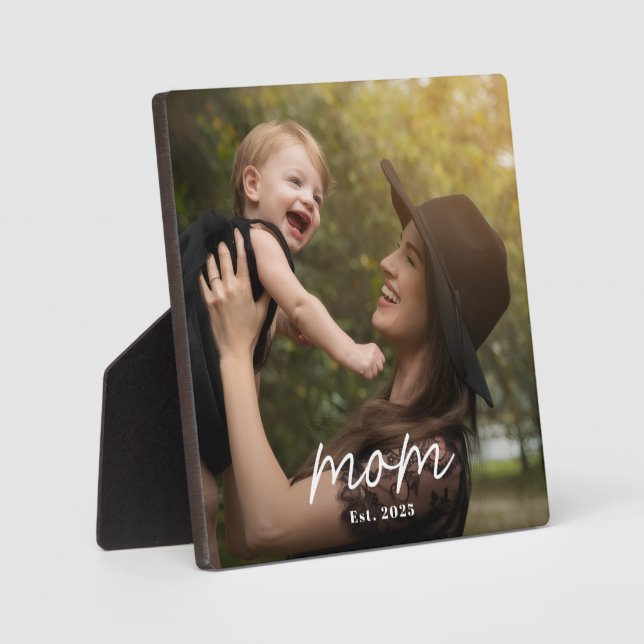 Plaque Photo Custom Mom Established Modern Script Photo (Recto)