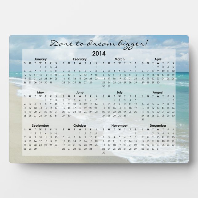 Plaque Photo Custom Motivational Beach 2014 Desk Calendar (Devant)