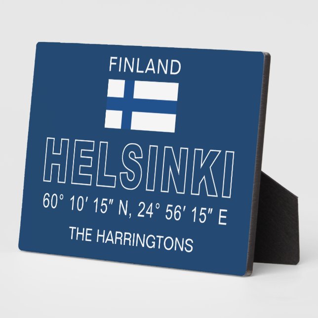 Plaque Photo Custom Name Helsinki Coordinates (Côté)