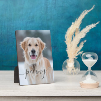 Plaque Photo Custom Pet Name Photo Elegant Script Dog