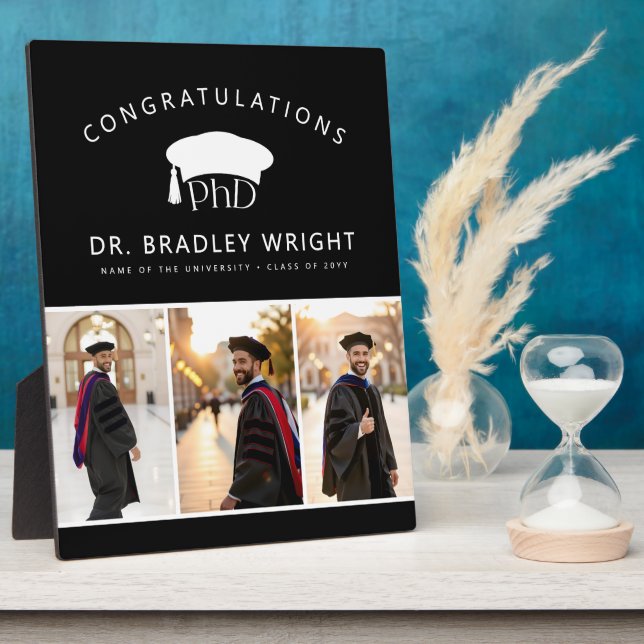 Plaque Photo Custom PhD Doctoral Grad Hat Doctoral Graduation (Côté)