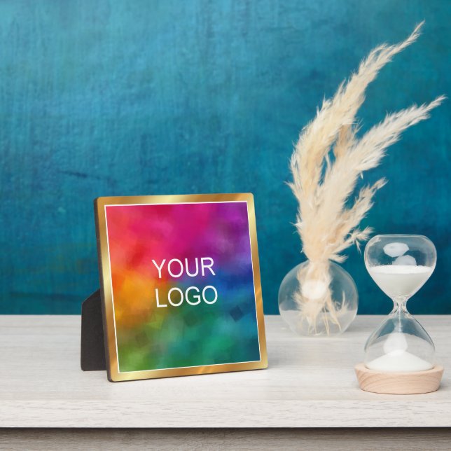 Plaque Photo Custom Upload Business Logo Glamour Gold Easel (Insitu)