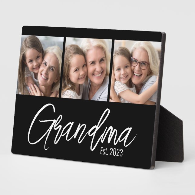 Plaque Photo Customizable Grandma Established Year 3 Picture (Côté)