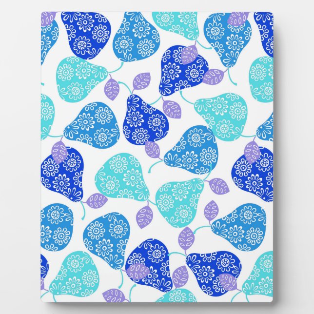 Plaque Photo Cute blue' decorative pears pattern (Devant)