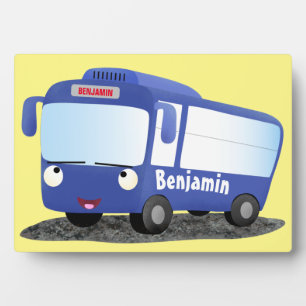 Plaque Photo Cute blue modern bus cartoon illustration