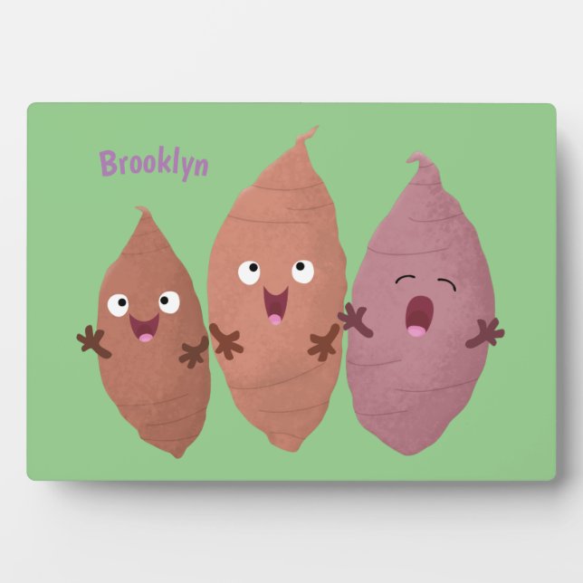 Plaque Photo Cute chantant des patates douces caricaturales lég (Devant)