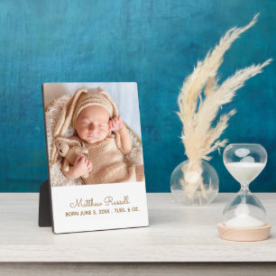 Plaque Photo Cute Custom Baby Photo Statistiques de naissance