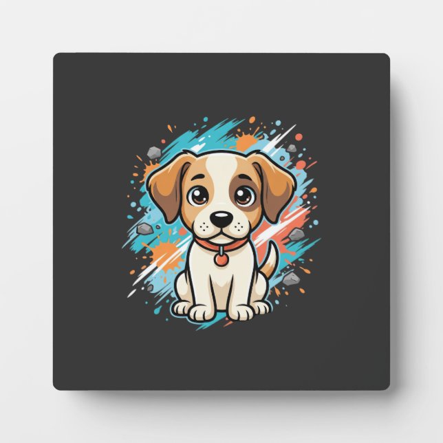 Plaque Photo Cute Dog Paint Splash Vector Art_1 (Devant)