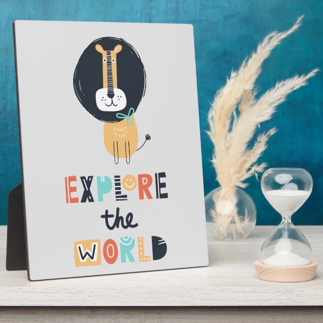 Plaque Photo Cute Exploration Lion (Côté)