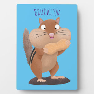 Plaque Photo Cute funny big cheeks chipmunk cartoon