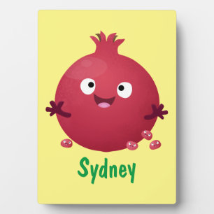 Plaque Photo Cute happy pomegranate fruit cartoon
