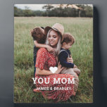 Plaque Photo Cute HEART LOVE YOU MOM Mother's Day Photo<br><div class="desc">Cute Heart Love You Mom Mother's Day Photo Poster features your favorite photo with the text "(love heart) you Mom" in modern white script with your names below. Personalize by editing the text in the text box provided and adding your own picture. Perfect for Christmas, birthday and Mother's Day gifts....</div>