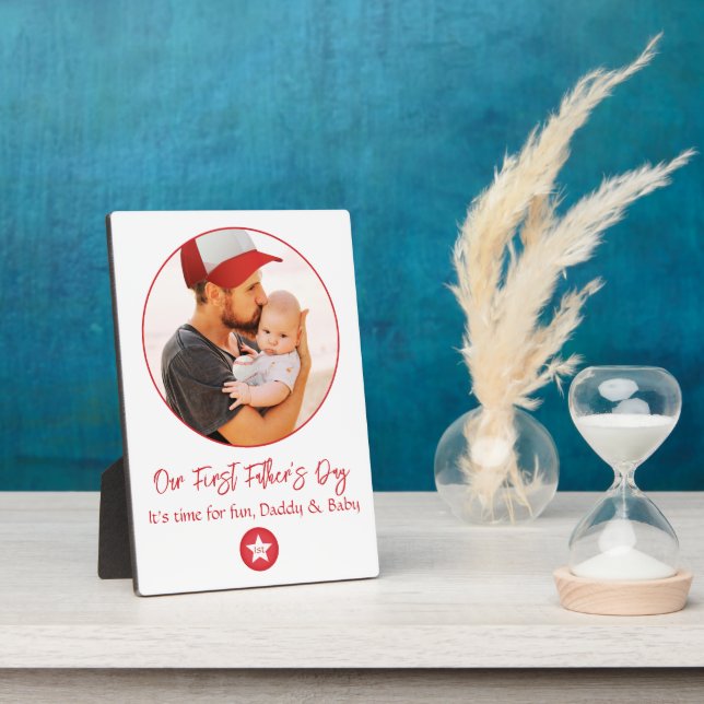 Plaque Photo Cute Moderne Simple Cool Papa Première Fête des pè (Côté)