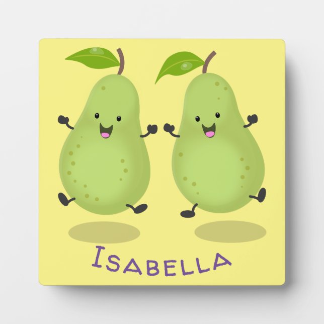 Plaque Photo Cute pear pair cartoon illustration (Devant)