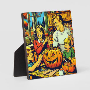 Plaque Photo Cute Pop Art Famille de sculpture Halloween Citrou