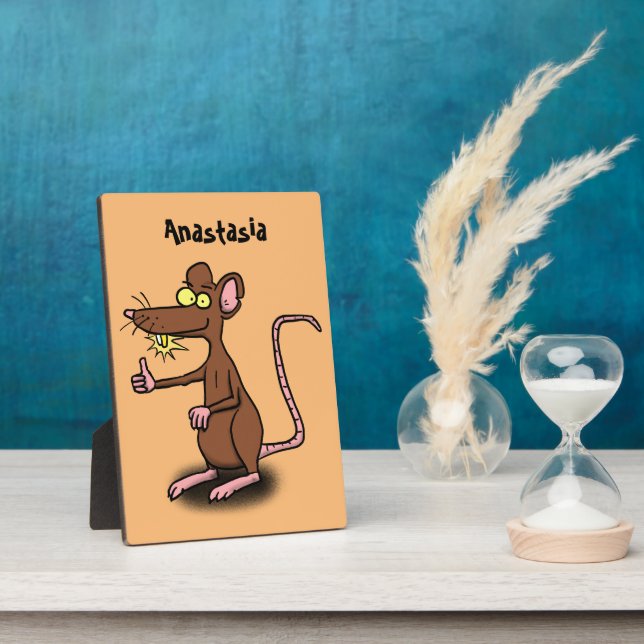 Plaque Photo Cute rat marron pouce vers le haut dessin animé (Côté)