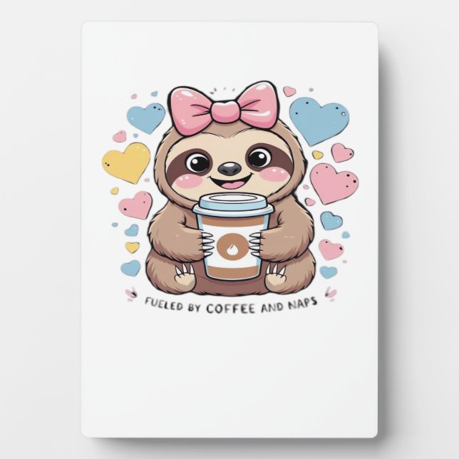 Plaque Photo Cute Sloth Coffee Lover Shirt � Funny Fueled by Co (Devant)