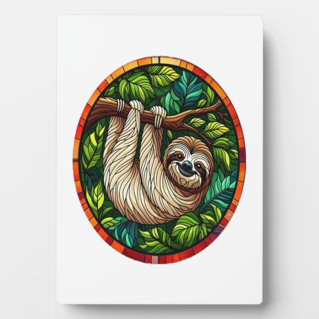 Plaque Photo Cute Sloth Stained Glass Ornament (Devant)