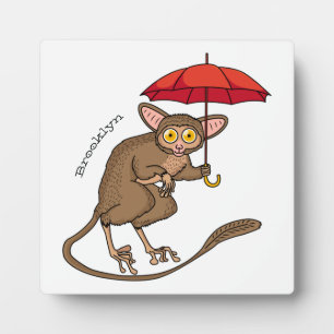 Plaque Photo Cute Tarsier avec dessin animé parapluie