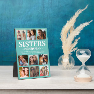 Plaque Photo Cute Teal Sisters Photo Collage