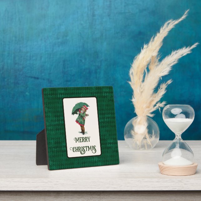 Plaque Photo Cute Vintage Christmas Girl Tabletop (Insitu)