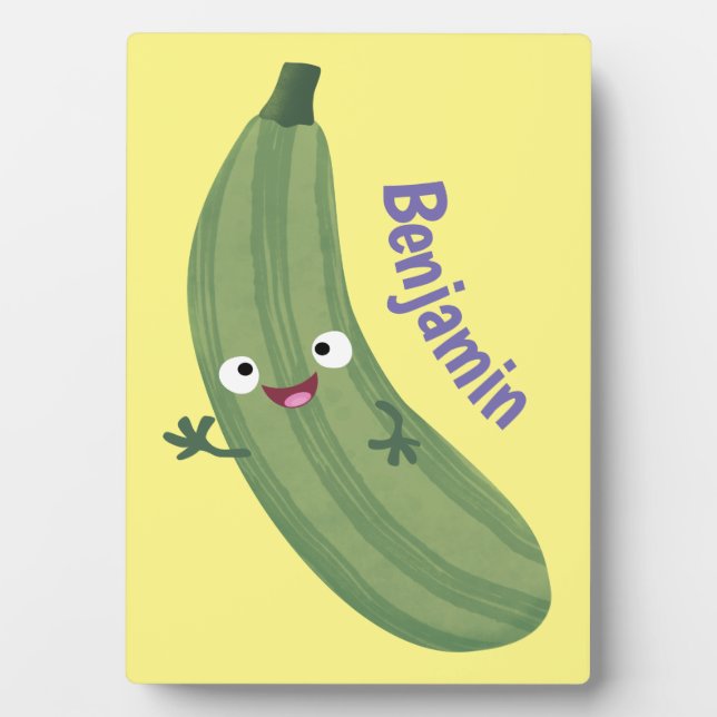 Plaque Photo Cute zucchini happy cartoon illustration (Devant)