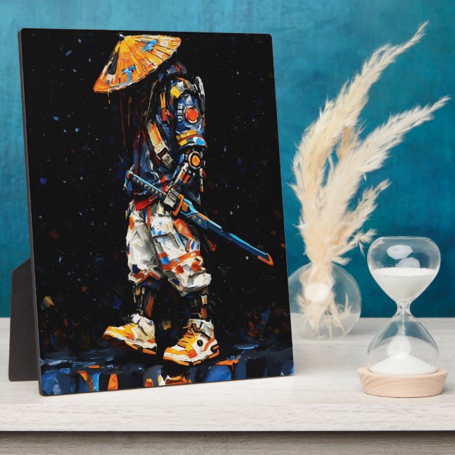 Plaque Photo Cyber Ninja Palette Knife Neon Orange Impasto (Côté)