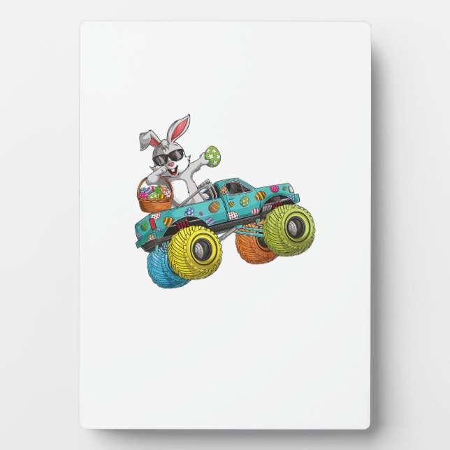 Plaque Photo Dabbing Bunny Happy Easter Monster Truck Lovers Ki (Devant)