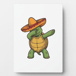 Plaque Photo Dabbing Turtle Sombrero Vintage Vector Design_1