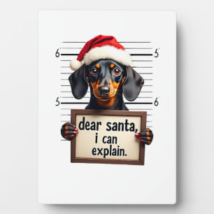 Plaque Photo Dachshund drôle de Noël Cher Santa Je peux expliqu