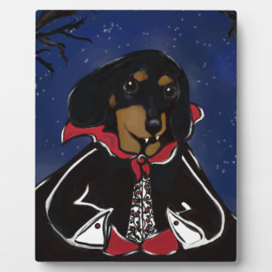 Plaque Photo Dachshund Halloween