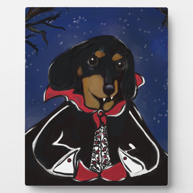 Plaque Photo Dachshund Halloween (Devant)