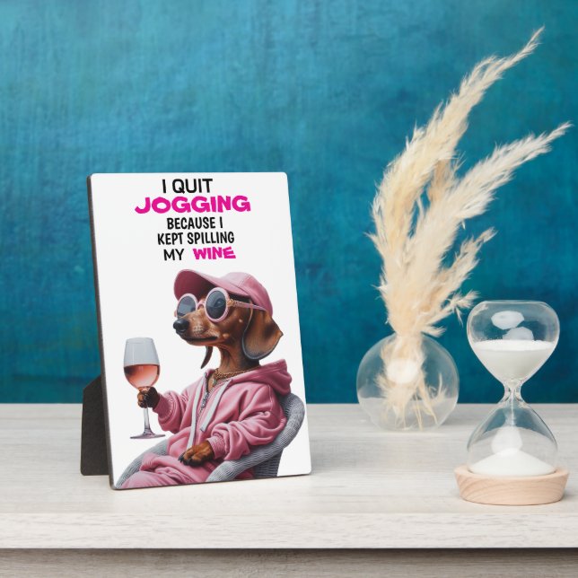 Plaque Photo Dachshund Wine Drinker (Côté)