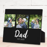 Plaque Photo Dad Established Elegant Script Black 3 Photo<br><div class="desc">Black White Dad Established Script 3 Photo Elegant Modern Design. Customize it. Replace the photos with your own of your kids and change the years to the years you became a dad.</div>
