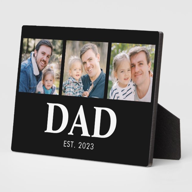Plaque Photo Dad Established Script Black 3 Picture Father (Côté)