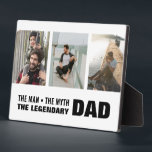 Plaque Photo DAD Man Myth Legend Minimal Simple 3 Photo Collage<br><div class="desc">Pour Best Dad Ever : A 3 Photo Collage Plaque avec Easel cadeau photo personnalisé pour la Fête des pères ou le Merci et l'appréciation avec "L'homme,  le mythe,  la légende" inspiré citation.</div>